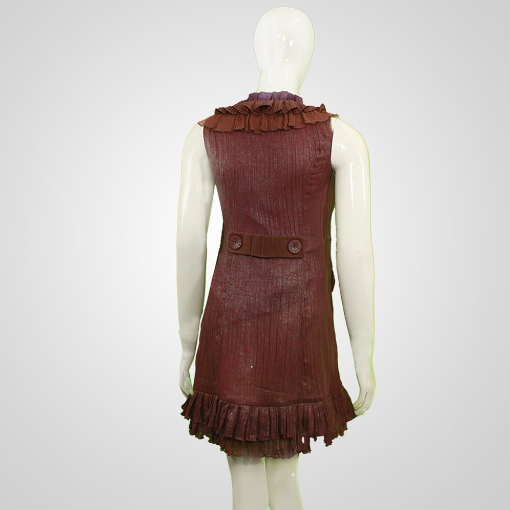 Vintage Charm: 1920s Flapper-Inspired Burgundy Ruffle Dress - Bohemian Elegance - Picture 2 of 4